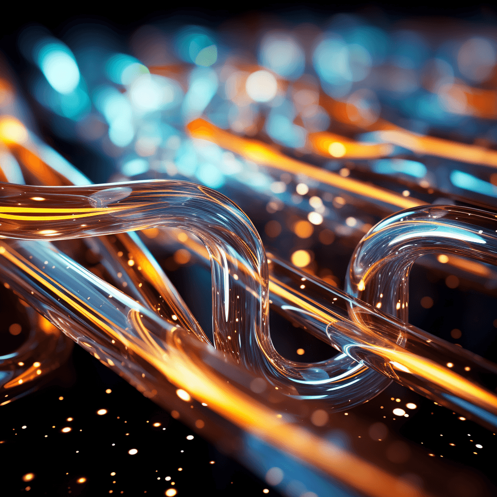 Abstract illustration of data flow, represented by water streaming through two distinct pipes: a narrower pipe signifying the conventional EventSource method and a wider, more adaptable pipe symbolizing the Fetch API.